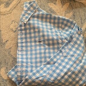 Vineyard Vines Blue and White Gingham Casual Button Down Shirt